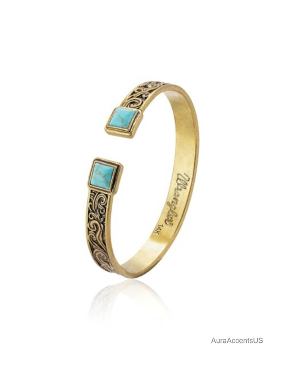 Copper Cuff Bracelet Carved Western Floral Adjustable Bangle